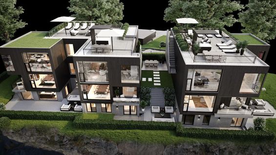 Skisse av moderne leilighetsbygg